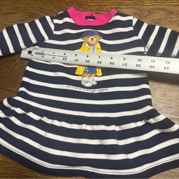 Polo Ralph Lauren Girls Polo Bear Sweatshirt Dress Navy Stripe Size5M Art Artist - Picture 4 of 8